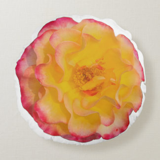 Cojín Redondo Vibrant Yellow and Pink Rose Round Pillow