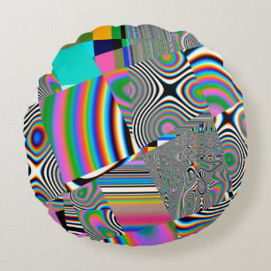 Cojín Redondo Vibrante fondo abstracto. Patrón colorido. Geo