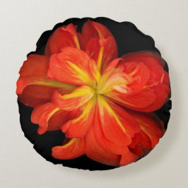 Cojín Redondo Vibrante Naranja Begonia Macro