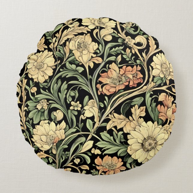 Cojín Redondo Victorian-style floral pattern  (Anverso)