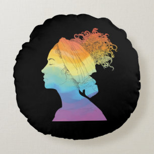 Cojín Redondo Vida arcoiris, mujer, libertad