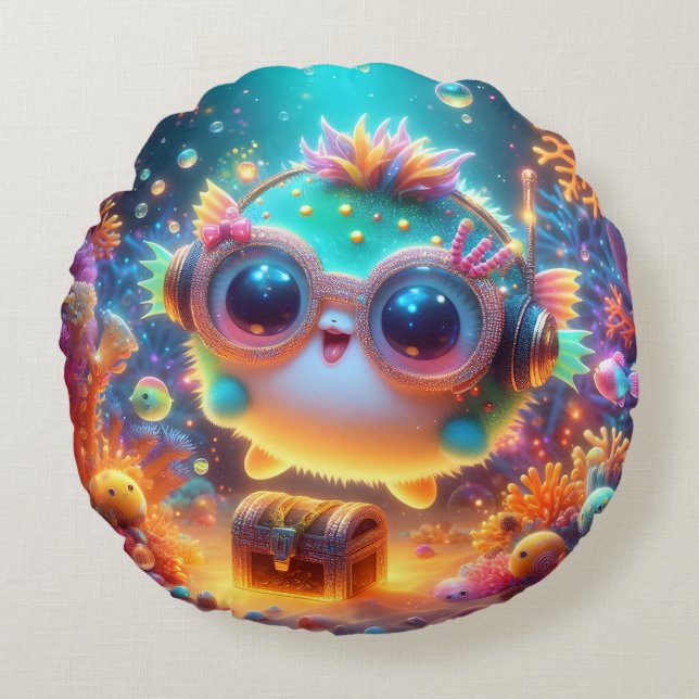 Cojín Redondo Vida marina (Anverso)