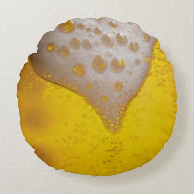 Cojín Redondo Vidrio de cerveza con burbujas y espuma (Anverso)