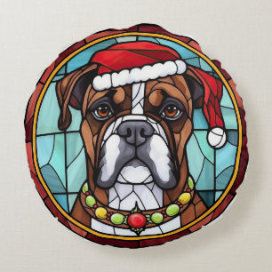 Cojín Redondo Vidrio emplomado de Boxer para Navidad