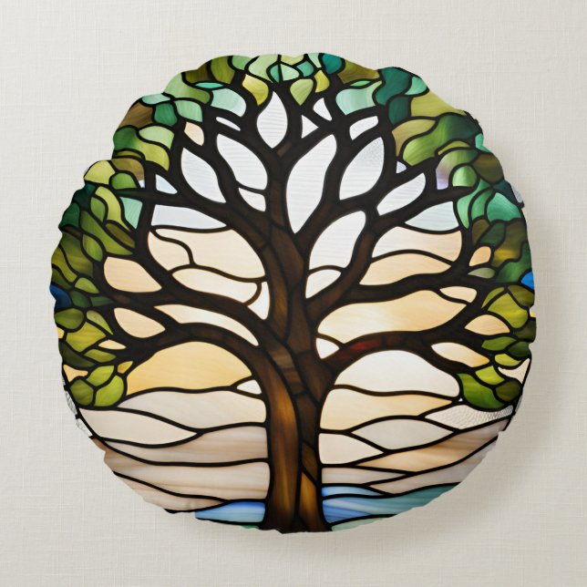 Cojín Redondo Vidrio manchado (Anverso)