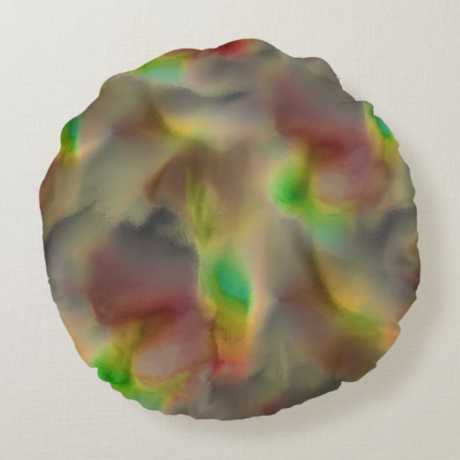 Cojín Redondo Vidrio rojo y verde limón en tonos grises (Reverso)