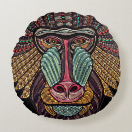 Cojín Redondo Vidrio tendido pinta de babuino arte animal africa