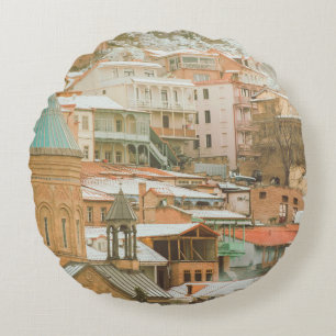 Cojín Redondo Viejos edificios históricos de Tiflis. Viajes del 