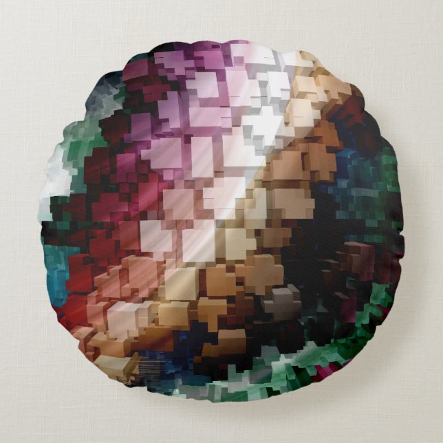 Cojín Redondo Viento oscuro centrado en el cubo (Anverso)