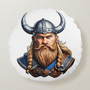 Cojín Redondo Viking Hombre Nórdico