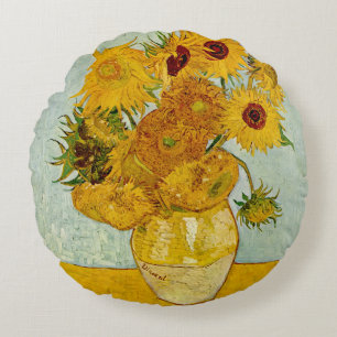 Cojín Redondo Vincent Van Gogh 12 Girasoles Impresionista