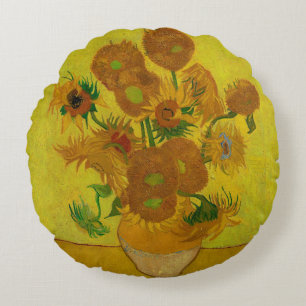 Cojín Redondo Vincent Van Gogh 15 girasoles Pintura