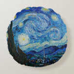 Cojín Redondo Vincent Van Gogh La Noche Starry<br><div class="desc">Vincent Van Gogh es el detalle nocturno estrellado</div>