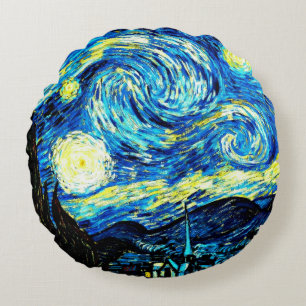 Cojín Redondo Vincent van Gogh - Noche estrellada
