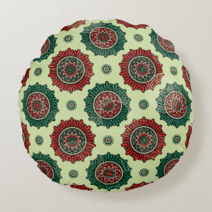 Cojín Redondo Viñetas de círculo geométrico Boho Mandala 