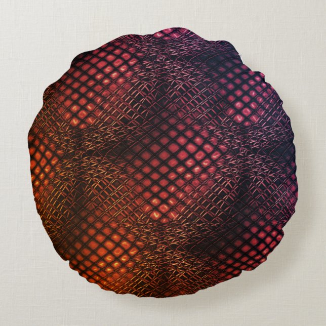 Cojín Redondo Vino rojo dibujado que parece una maraña de yute n (Reverso)