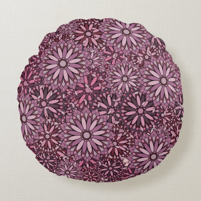 Cojín Redondo Vintage abstract background. Mandala style. seamle (Anverso)
