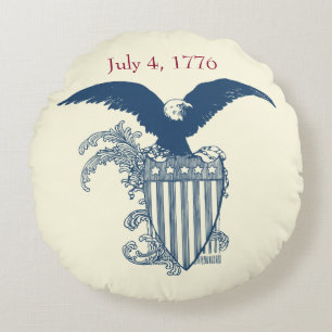 Cojín Redondo Vintage American Bald Eagle Stars Stripes Shield