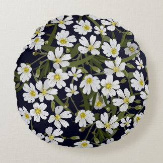 Cojín Redondo vintage brushless floral pattern with white field