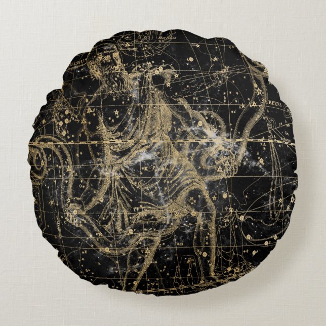 Cojín Redondo Vintage Celestial Star Map Background (Anverso)