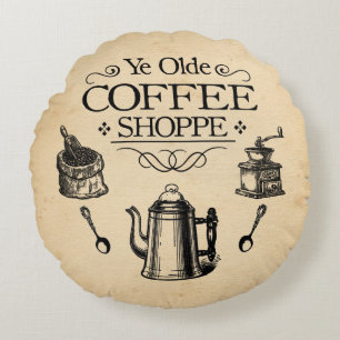 Cojín Redondo Vintage Coffee Shop