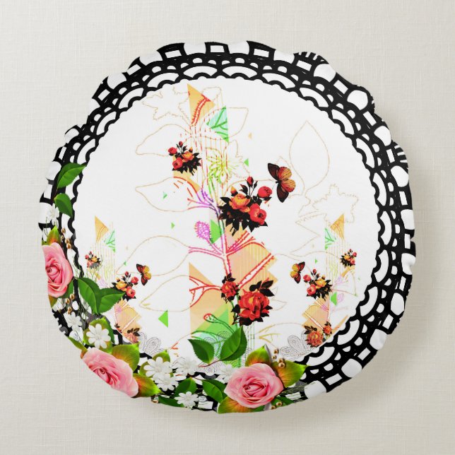 Cojín Redondo Vintage collage (Anverso)