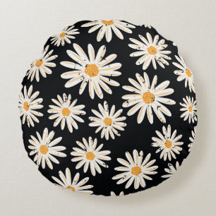 Cojín Redondo Vintage Daisy flowers seamless vintage pattern. Di