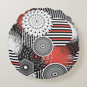 Cojín Redondo Vintage gráfico y ilustracion con ele abstracto