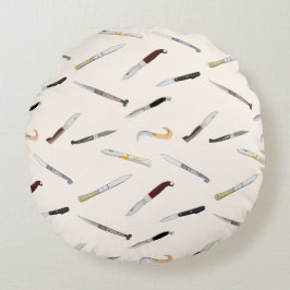 Cojín Redondo Vintage Italian Knives Pattern Throw Pillow
