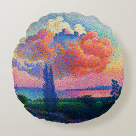 Cojín Redondo Vintage La pintura de la nube rosa (1896)