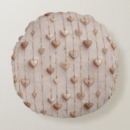 Cojín Redondo Vintage Lace Heart Strings