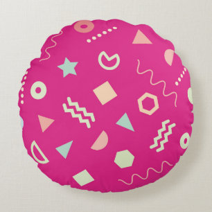 Cojín Redondo Vintage of seamless repeat pattern with Memphis on