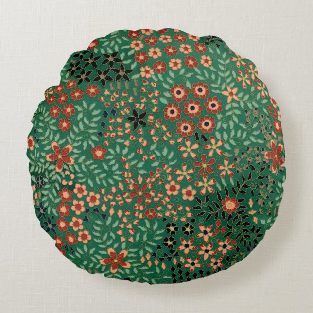 Cojín Redondo Vintage pretty Japanese floral pattern (Anverso)