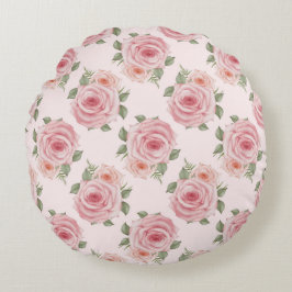 Cojín Redondo Vintage rosa rosa rosa jardilla de campo patrón fl