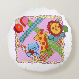 Cojín Redondo Vintage Safari Animals Round Pillow