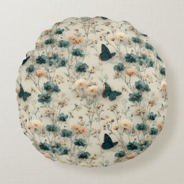 Cojín Redondo Vintage Spring Flowers and Butterflies