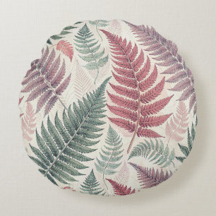 Cojín Redondo Vintage-style botanical fern leaves