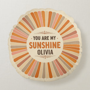 Cojín Redondo Vintage Sunburst "Eres mi sol"