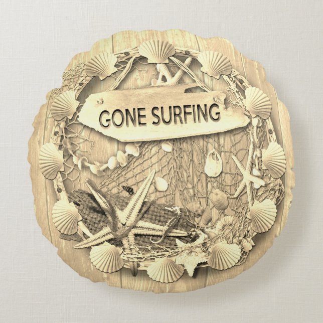 Cojín Redondo Vintage Surfing Cushion (Anverso)