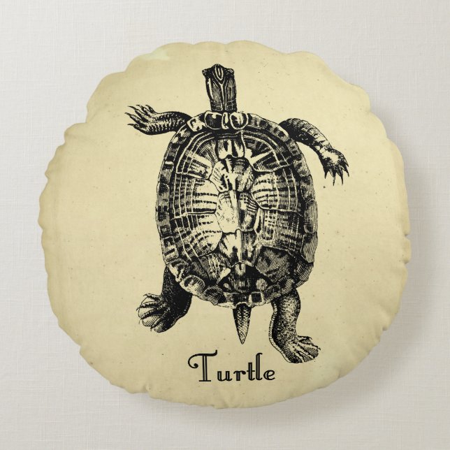 COJÍN REDONDO VINTAGE TURTLE (Anverso)