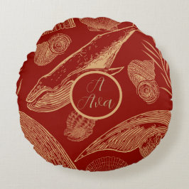 Cojín Redondo Vintage Whale Nursery Red