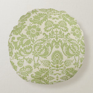 Cojín Redondo Vintage William Morris Patrón Floral Lugar Verde