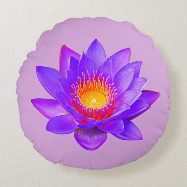 Cojín Redondo Violet Lotus Flower sobre Violet (Anverso)
