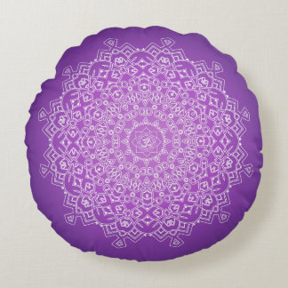 Cojín Redondo Violet Om Mandala Meditación Ronda Pillow