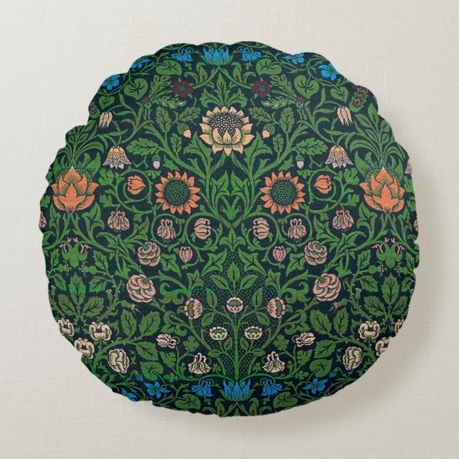 Cojín Redondo Violet y Columbine, William Morris (Anverso)