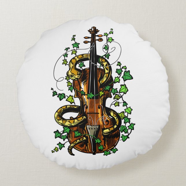 Cojín Redondo Violín y serpiente (Reverso)