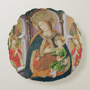 Cojín Redondo Virgen y niño con los músicos del ángel