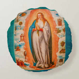 Cojín Redondo Virgin Mary Vintage
