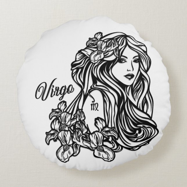 Cojín Redondo Virgo La Virgen Zodiaco (Reverso)
