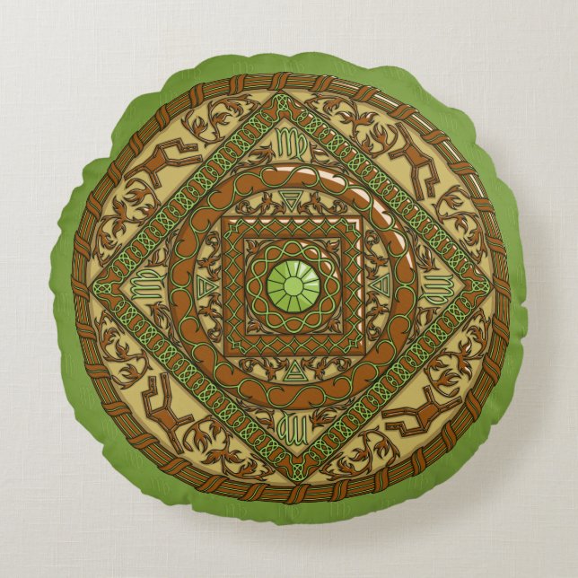 Cojín Redondo Virgo Mandala Round Pillow (Anverso)